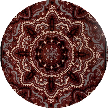Art Carpet 8 Ft. Milan Collection Fanciful Woven Round Area Rug, Red 24460